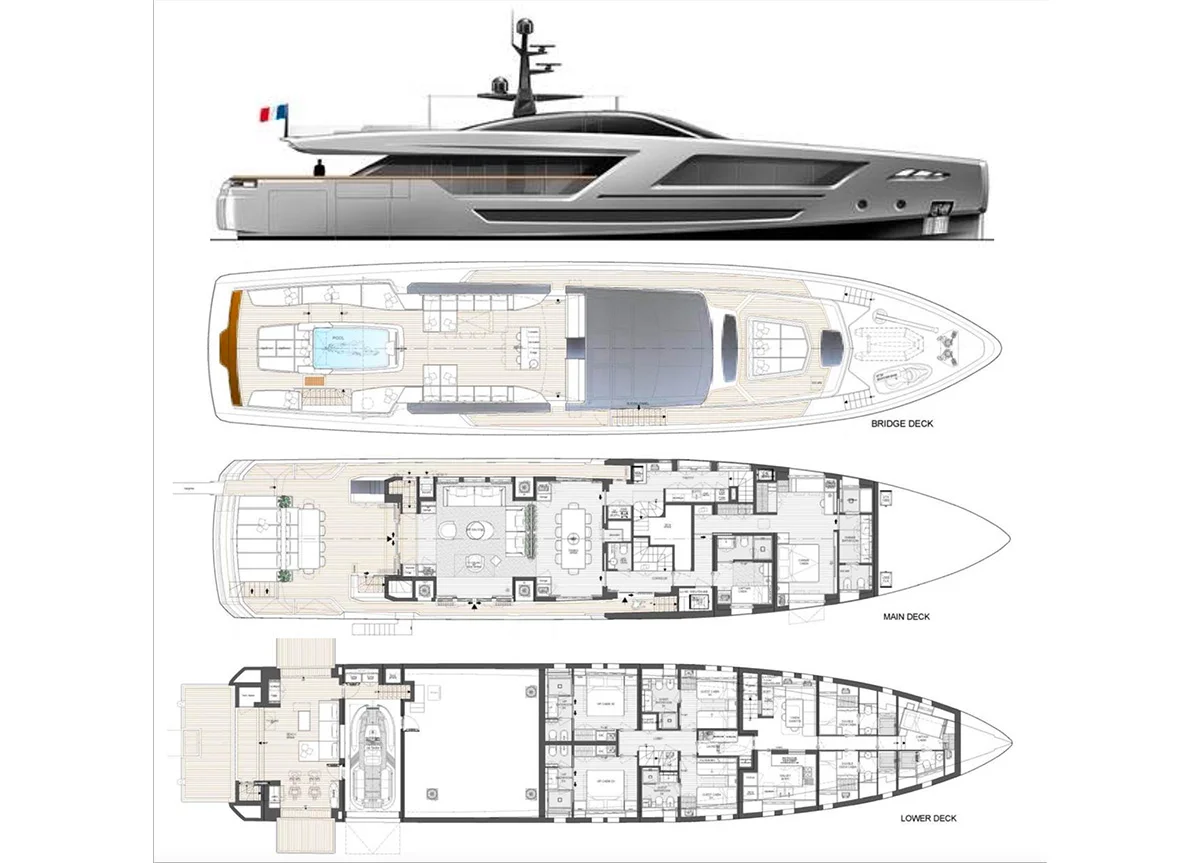 Yachtlayout Baglietto 40m “Panam”